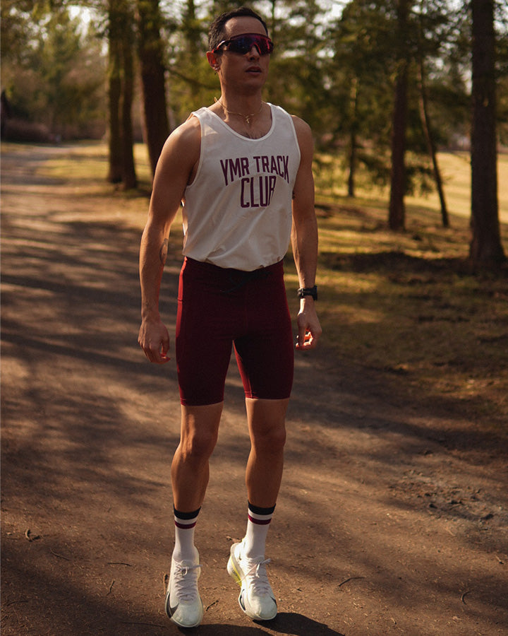 Änggården Men's Singlet Off-White/Burgundy Singlet YMR Track Club
