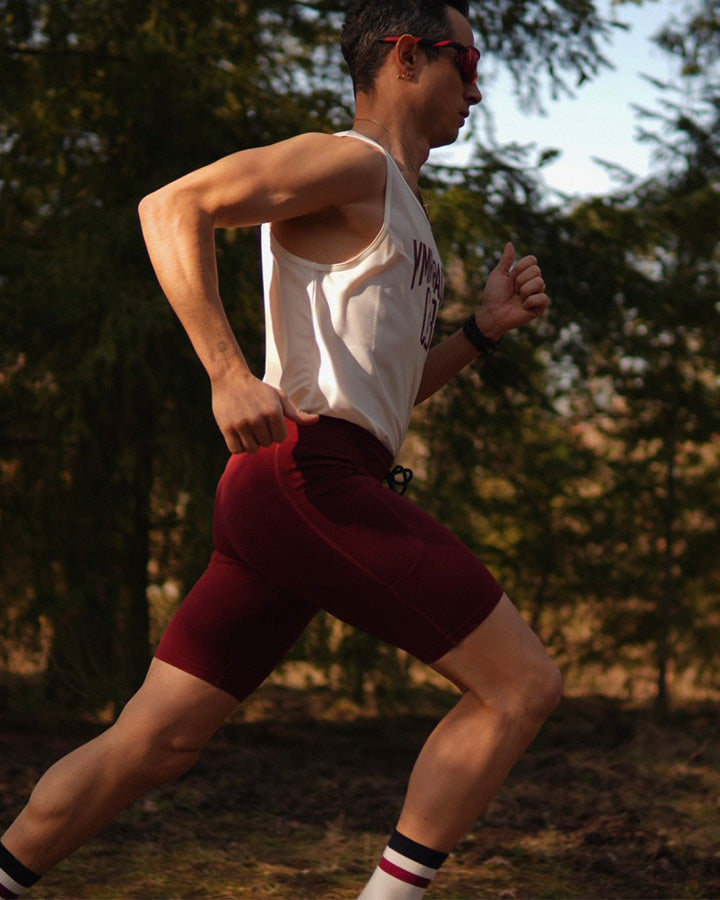 Änggården Men's Singlet Off-White/Burgundy Singlet YMR Track Club