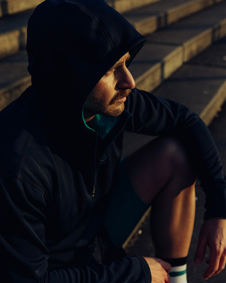 Åsunden Men's Half Zip Navy/Warm Green Hoodie YMR Track Club