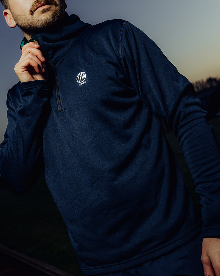 Åsunden Men's Half Zip Navy/Warm Green Hoodie YMR Track Club