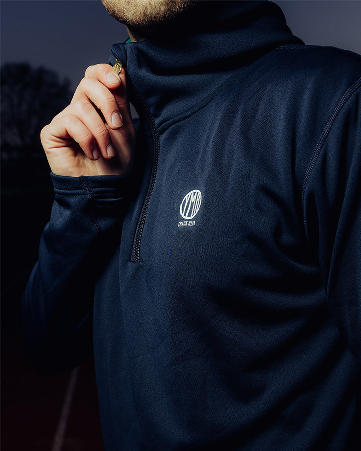 Åsunden Men's Half Zip Navy/Warm Green Hoodie YMR Track Club