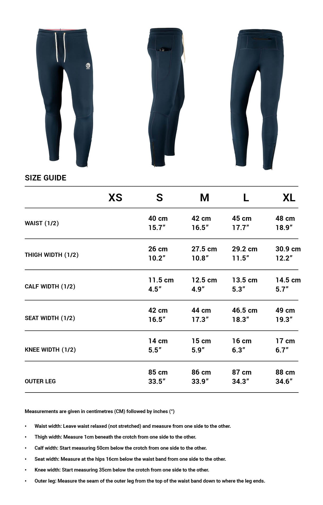 Nike mens clearance tights size guide