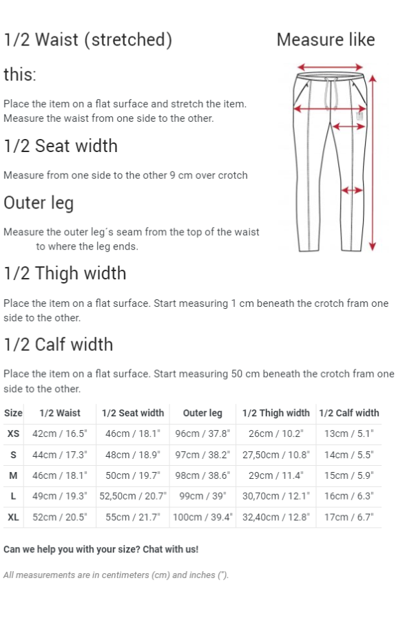 Running pants size sales guide
