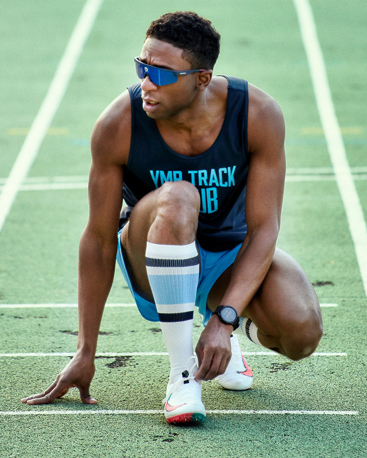 Åsunden Compression Socks Off-White/ Blue Socks YMR Track Club   