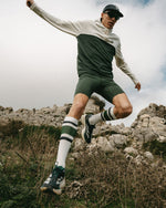 Åsunden Men's Half Zip Off-White/Green Hoodie YMR Track Club