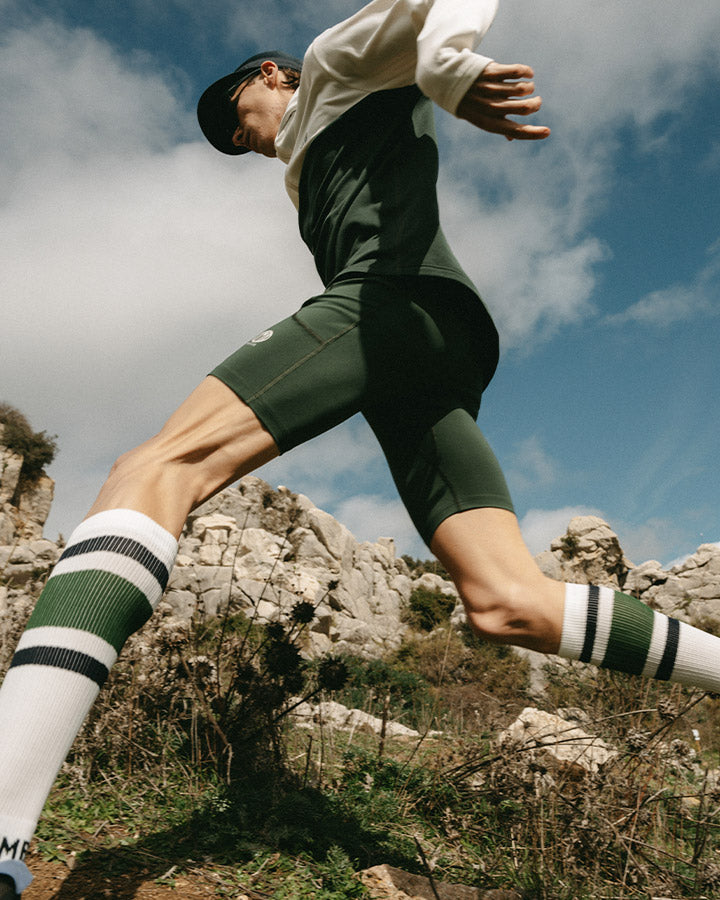 Åsunden Men's Half Zip Off-White/Green Hoodie YMR Track Club