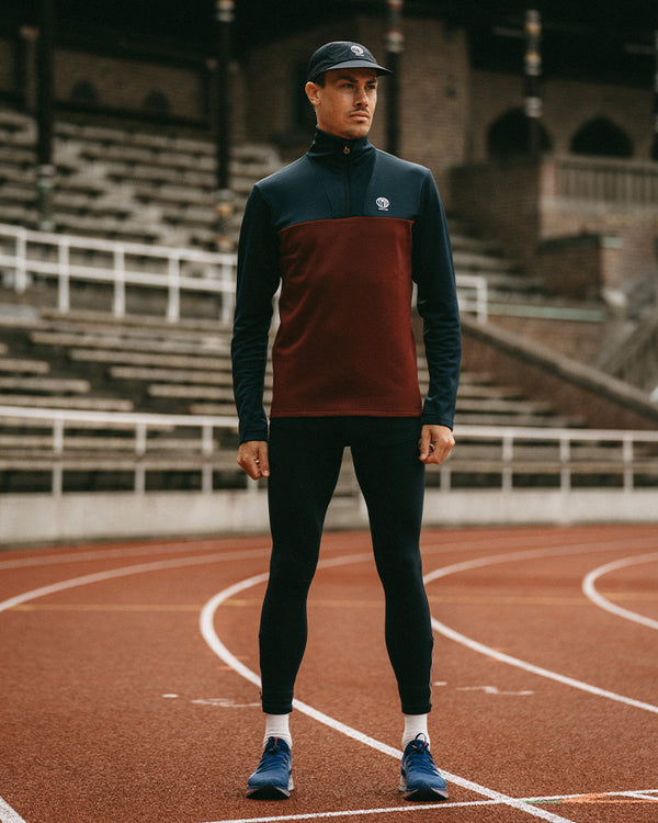 Åsunden Men's Half Zip Navy/Burgundy Long Sleeve YMR Track Club   