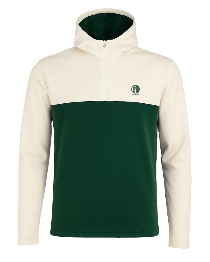 Åsunden Men's Half Zip Off-White/Green Hoodie YMR Track Club