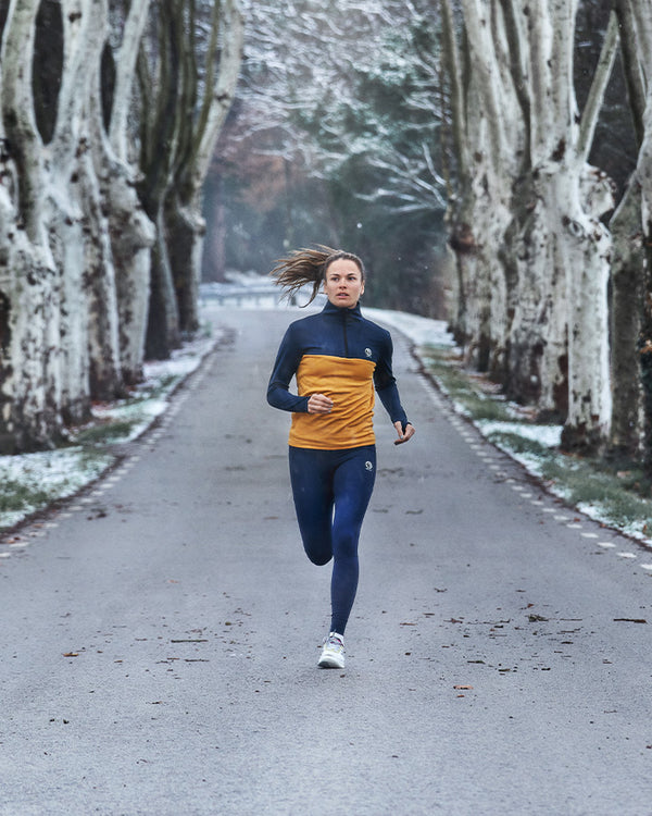 Åsunden Ladies Half Zip Navy/Ochre Hoodie YMR Track Club   