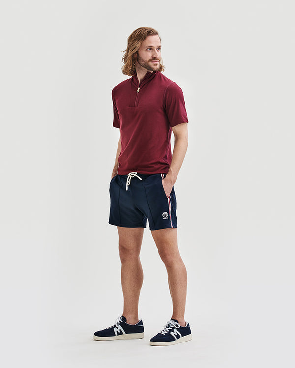 Västanede Men's Merino Half Zip Burgundy  YMR Track Club   