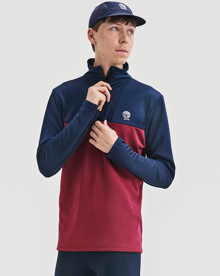 Åsunden Men's Half Zip Navy/Burgundy Long Sleeve YMR Track Club   