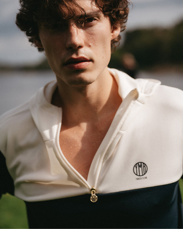 Åsunden Men's Half Zip Off-White/Navy Hoodie YMR Track Club   