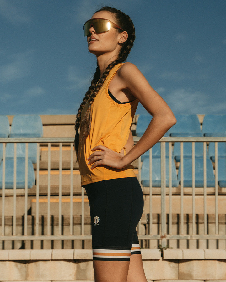 Utö Ladies Mid Tights Navy/Ochre Shorts YMR Track Club