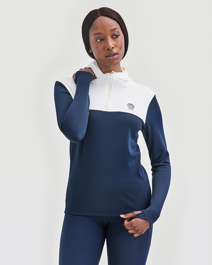 Asunden Ladies Half Zip Hoodie Off white Navy