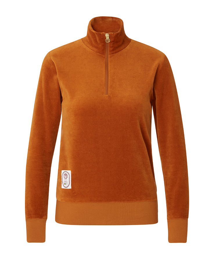 1984 Plush Ladies Half Zip Amber Long Sleeve YMR Track Club   
