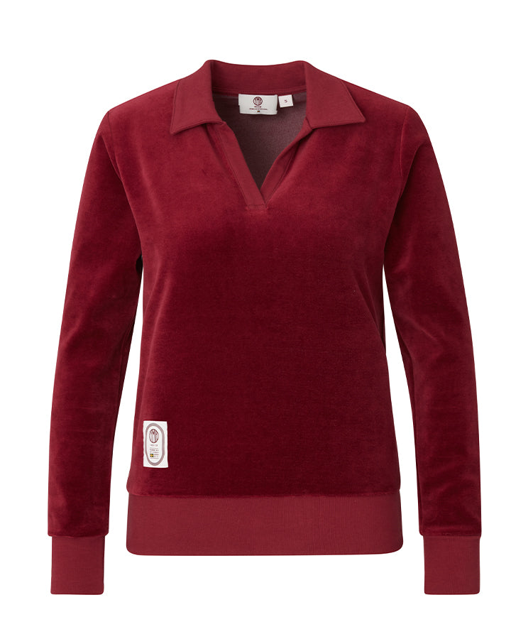 1984 Plush Ladies LS Polo Burgundy Long Sleeve YMR Track Club   