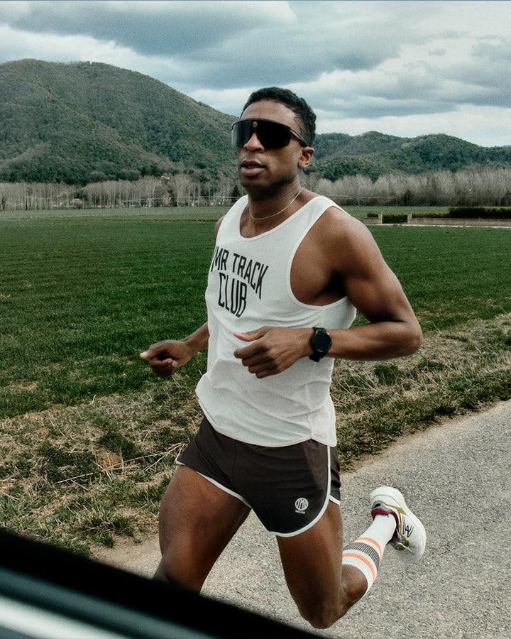 Änggården Mens Singlet Off-White/Brown Singlet YMR Track Club   