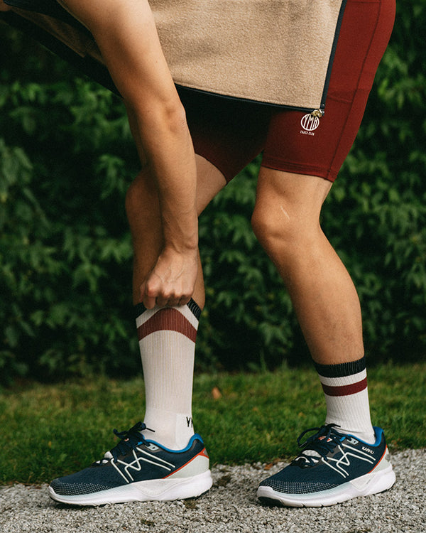 Åsunden Mid Crew Socks Off-White/Burgundy  YMR Track Club   