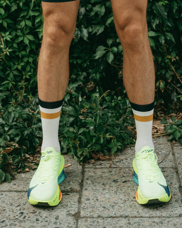 Åsunden Mid Crew Socks Off-White/Ochre  YMR Track Club   