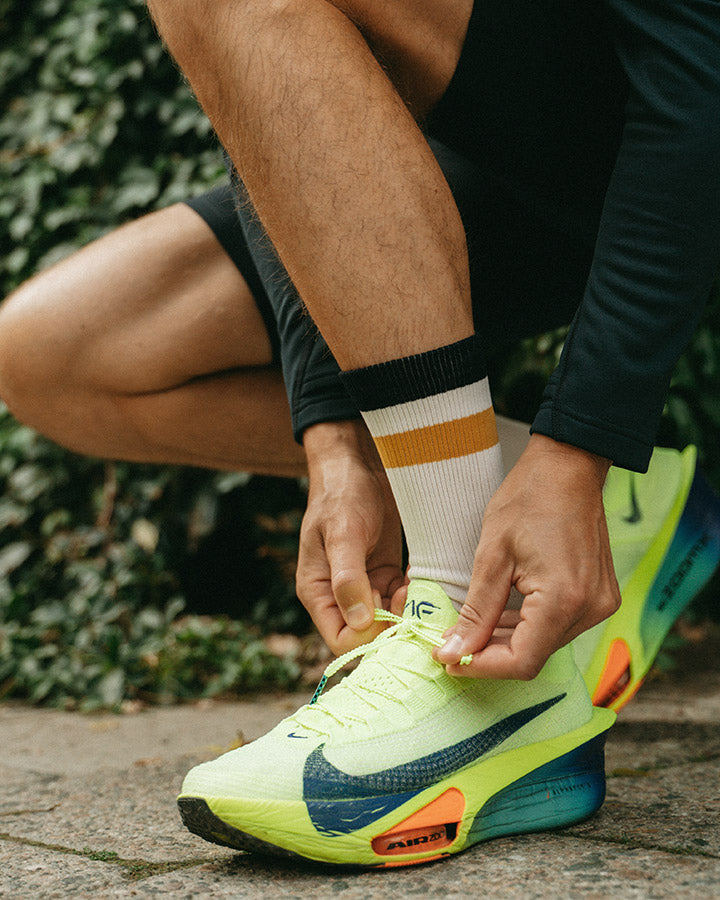 Åsunden Mid Crew Socks Off-White/Ochre  YMR Track Club   