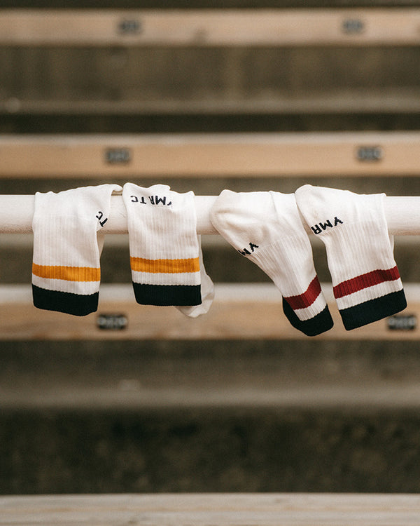 Åsunden Mid Crew Socks Off-White/Burgundy  YMR Track Club   