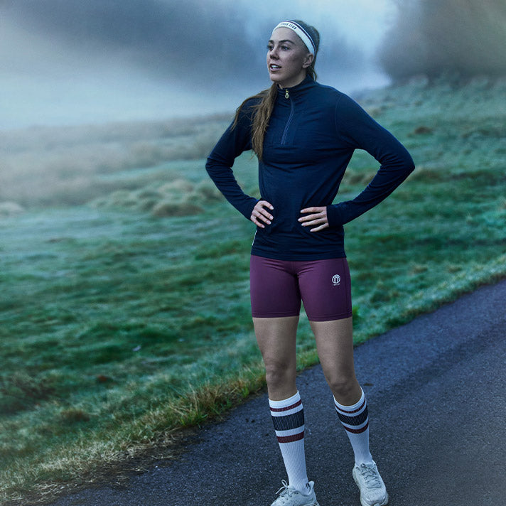 Västanede Ladies Merino Long Sleeve Navy. YMR Track Club