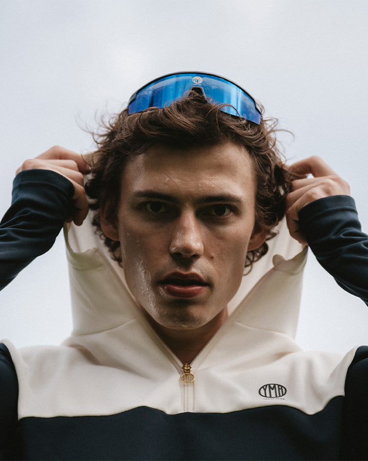 Åsunden Men's Half Zip Off-White/Navy Hoodie YMR Track Club   