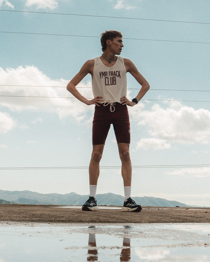 Änggården Men's Singlet Off-White/Burgundy Singlet YMR Track Club
