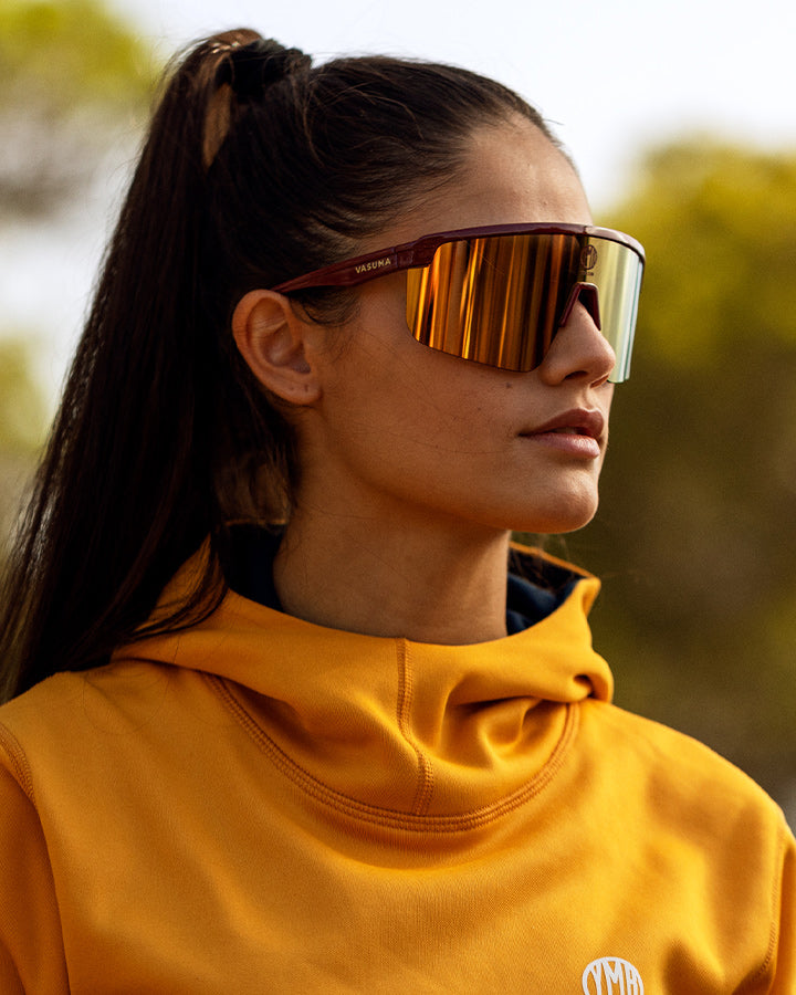 Massanella Performance Sunglasses Burgundy/Gold  YMR Track Club   